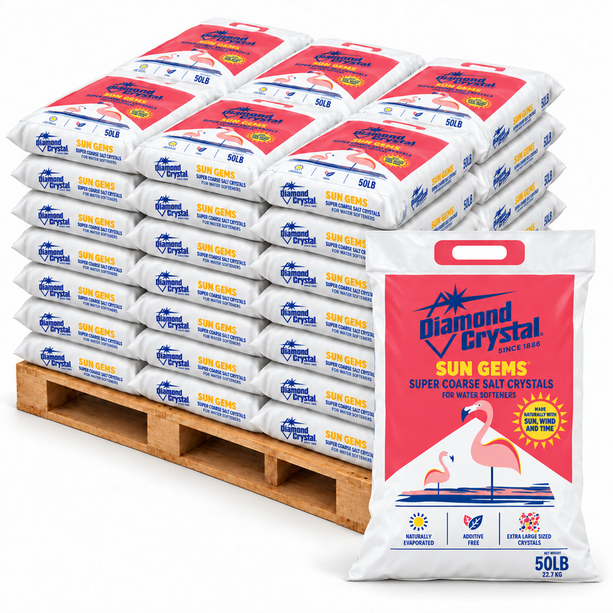 Diamond Crystal 49 Pack Sun Gems Water Softener Super Coarse Salt Crystals, 50Lb
