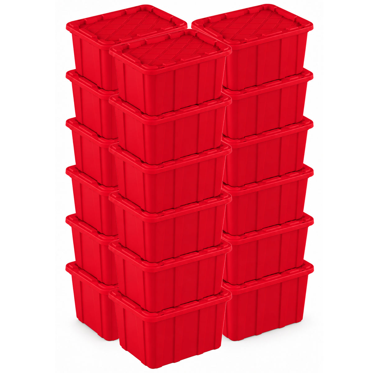 Sterilite 18 Pack 27 Gal Industrial Storage Tote with Snap Fit Lids, Rocket Red
