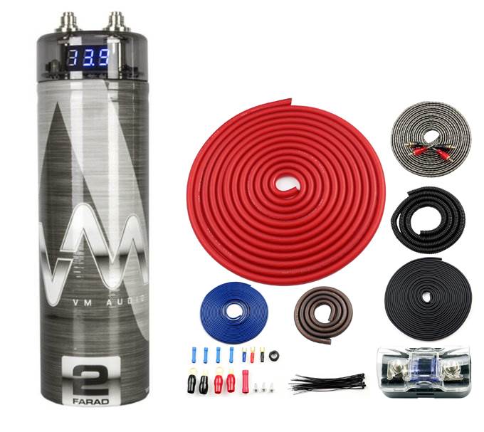 VM Audio SRPK4R 4 Gauge Ga Car Amplifier Amp Wiring Kit+ 2 Farad Power Capacitor
