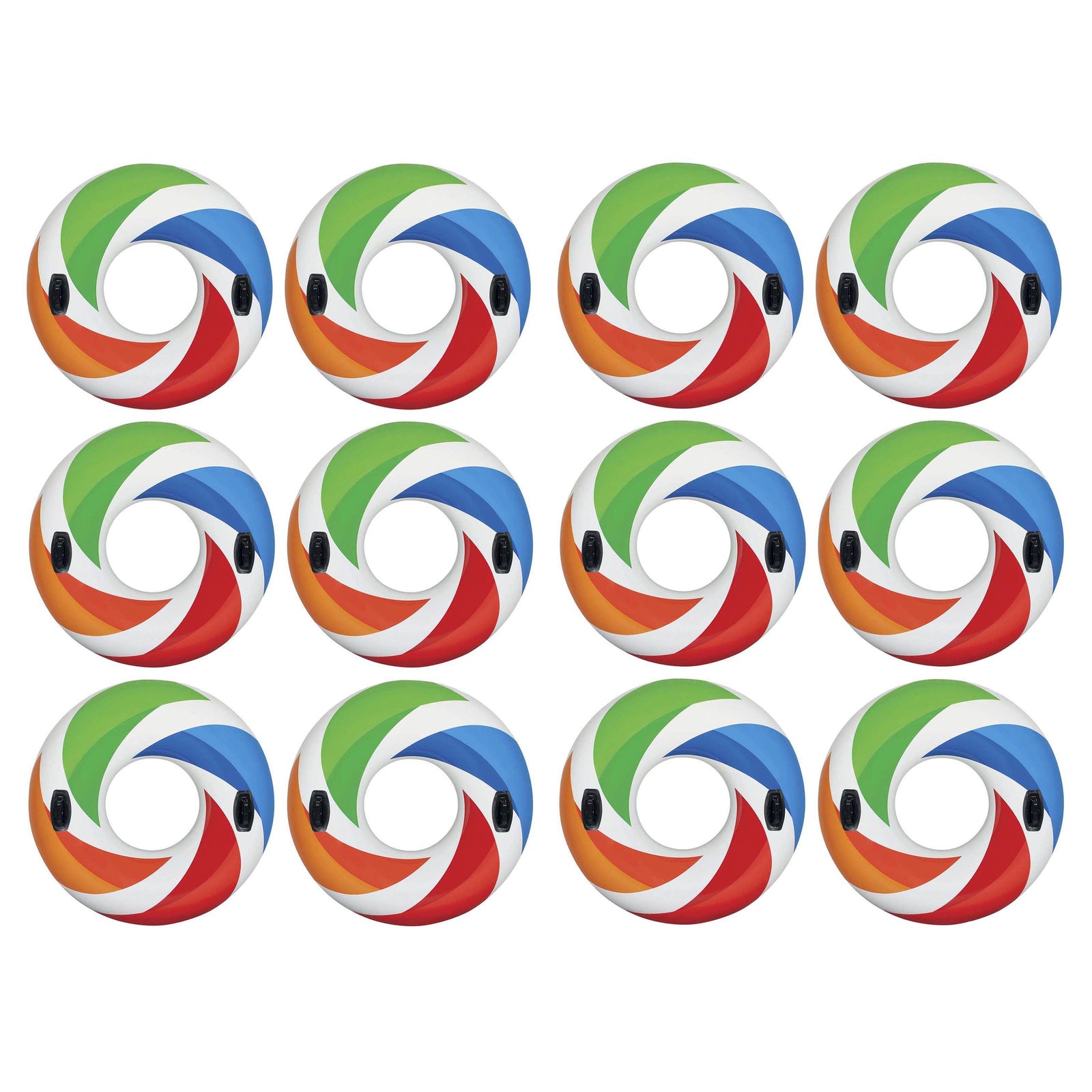 Intex Inflatable 47" Color Whirl Tube Swimming Pool Raft with Handles (12 Pack) - VMInnovations