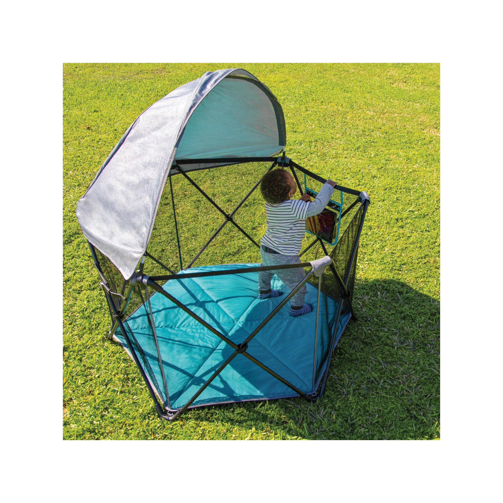 Evenflo Play Away Indoor and Outdoor Portable Playard with Canopy, Cedar Grove - VMInnovations