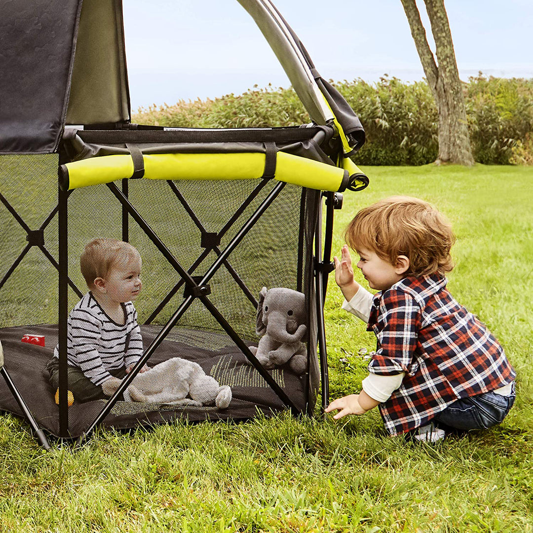 Evenflo Play Away Portable Indoor and Outdoor Lightweight Playard Deluxe, Black - VMInnovations