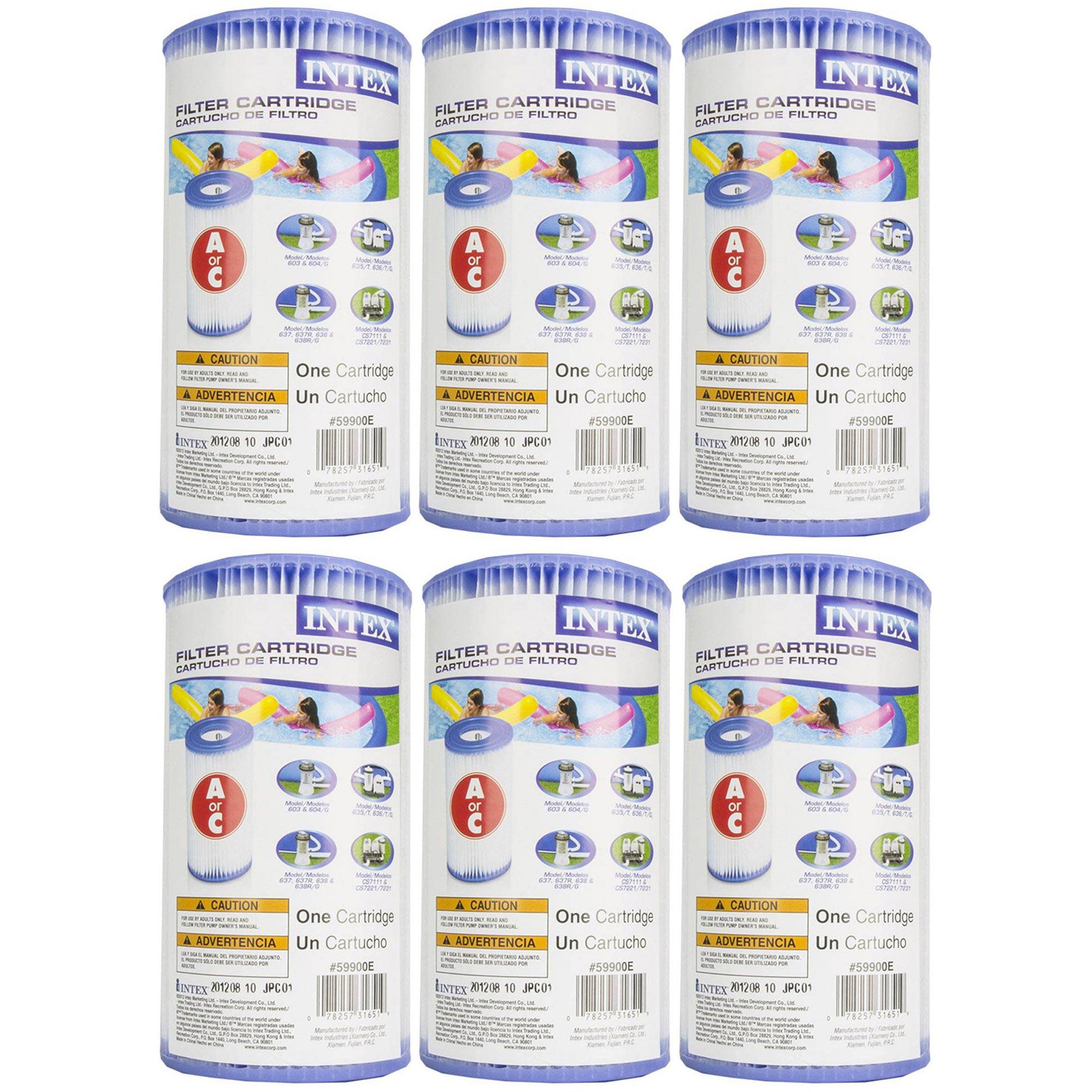 Intex 18' x 48" Inflatable Above Ground Pool Set with Filter Cartridges (6 Pack) - VMInnovations