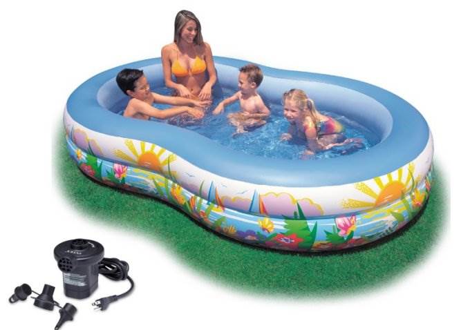 Intex 103in x 63in x 18in Swim Center Inflatable Paradise Seaside Pool & Pump