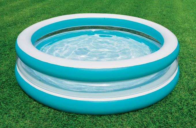 INTEX Swim Center See-Through Clear Inflatable Swimming Pool w/ Air Pump