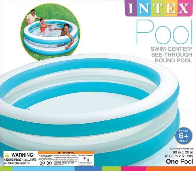 INTEX Swim Center See-Through Clear Inflatable Swimming Pool w/ Air Pump