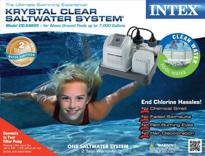 Intex 2100 GPH Krystal Clear Sand Filter Pool Pump & Saltwater Chlorniator