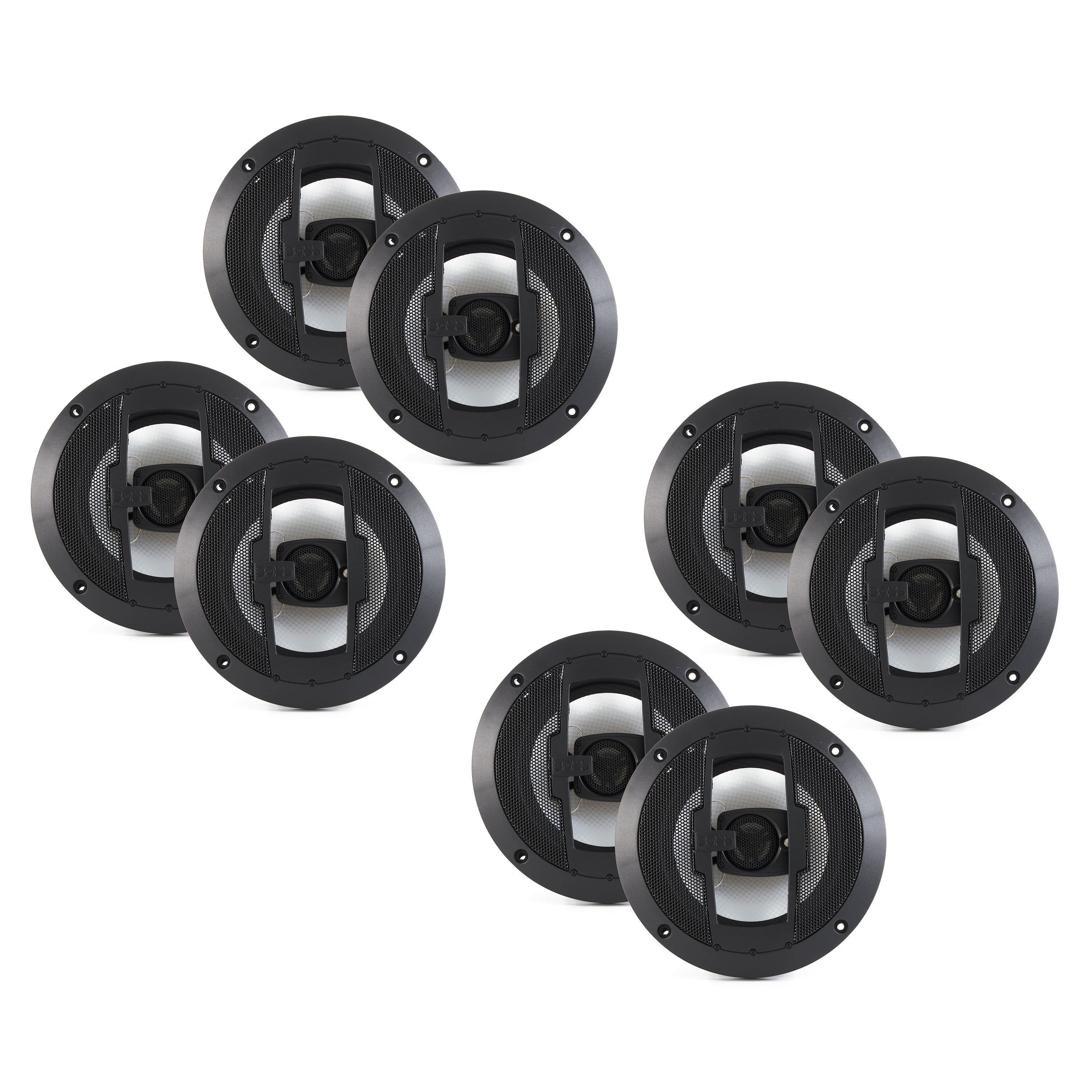 Boss 6.5 Inch 300W 3 Way Car Audio Coaxial 4 Ohm Stereo Speakers Pair (4 Pack)