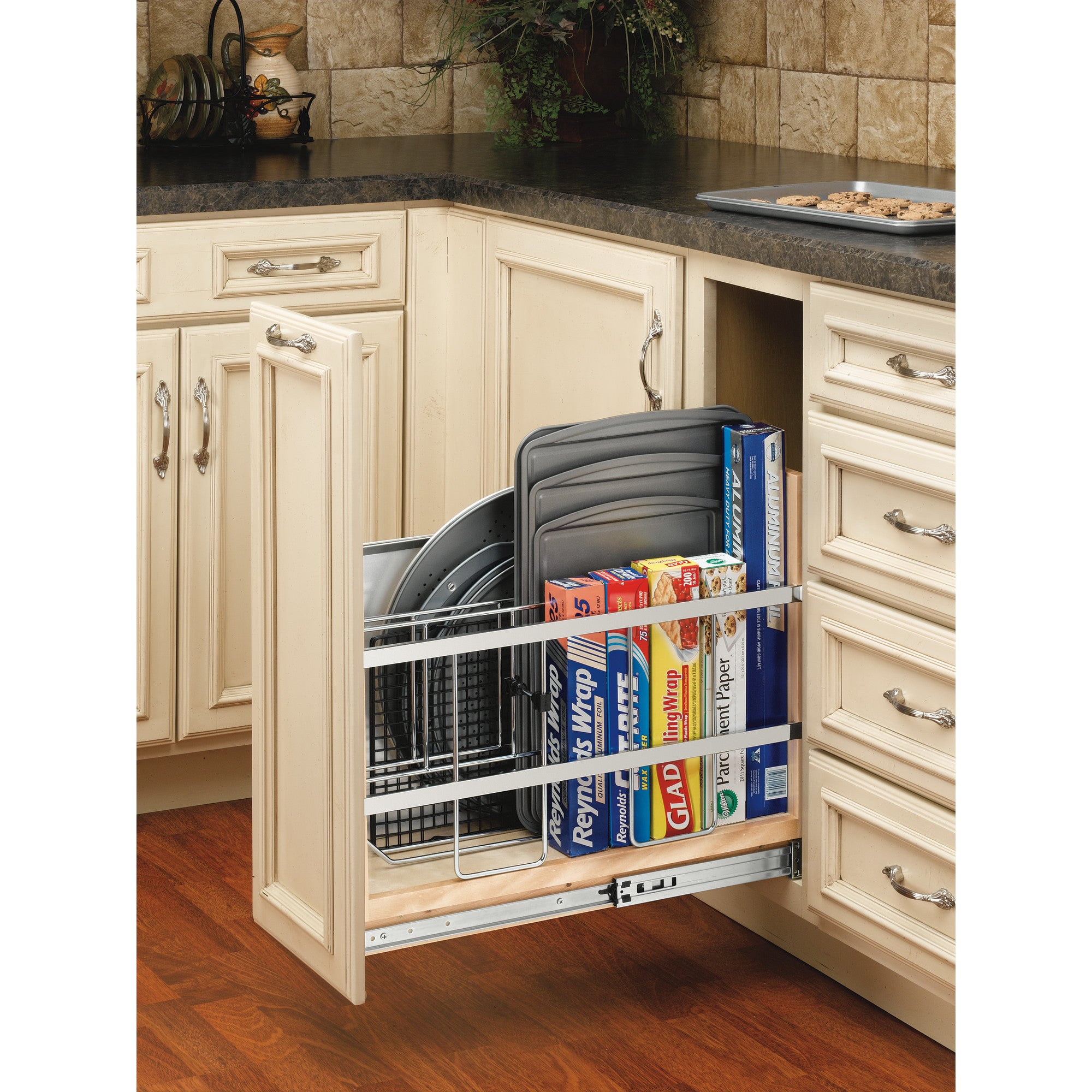 Rev-A-Shelf 447 8" Pull Out Tray Divider Kitchen Cabinet Organizer (Refurbished) - VMInnovations