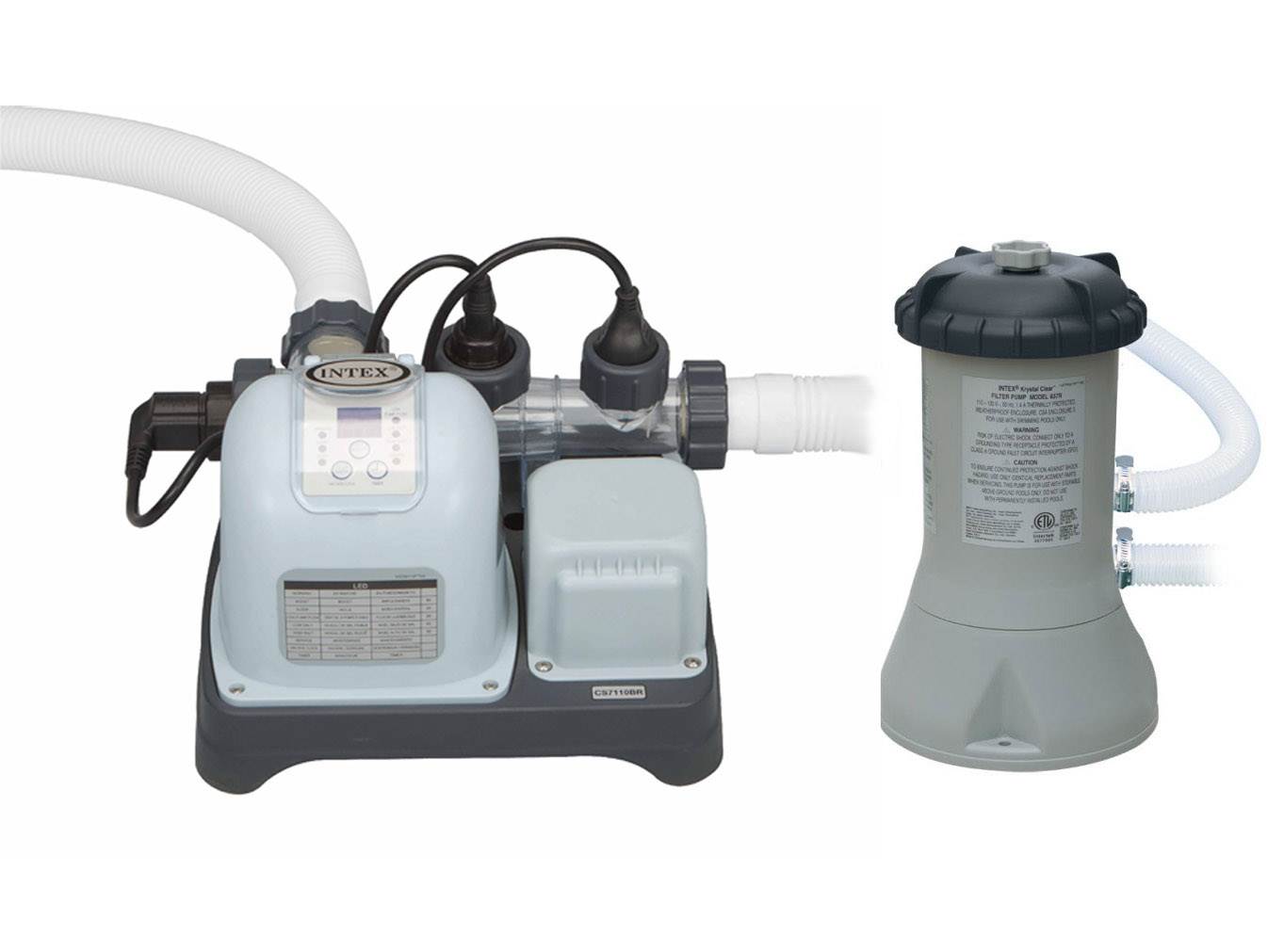 Intex 1000 GPH Filter Pump & Krystal Clear Saltwater Pool Chlorinator w/ GFCI