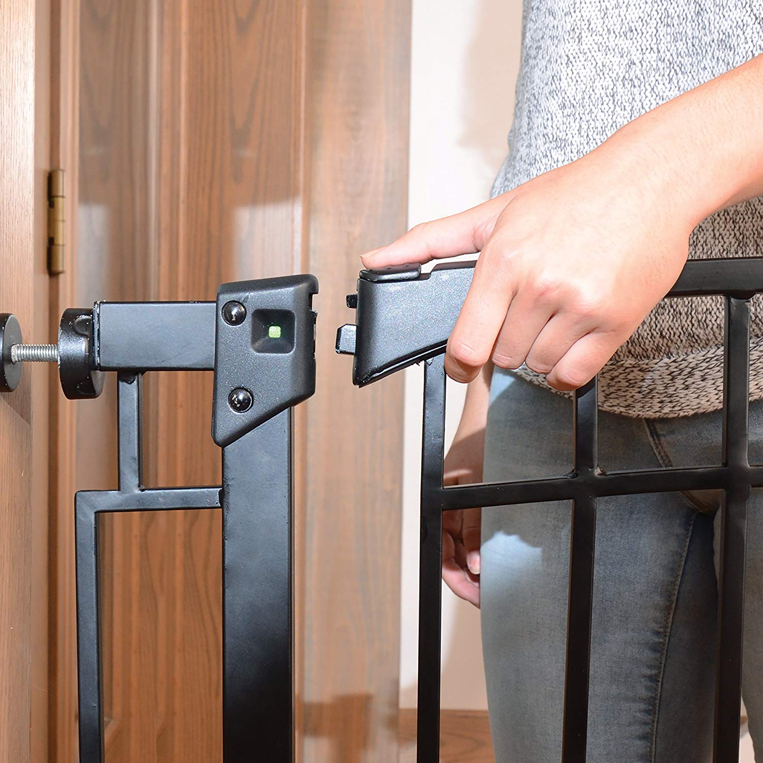 Evenflo 36" Adjustable Multi Use Metal Décor Baby Pet Safety Gate, Black (Used) - VMInnovations