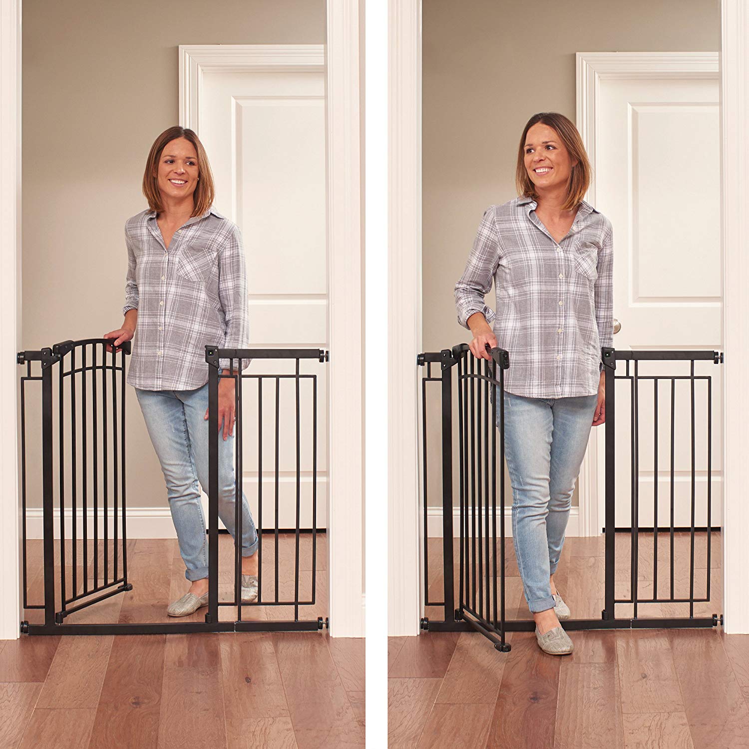 Evenflo 36" Adjustable Multi Use Metal Décor Baby Pet Safety Gate, Black (Used) - VMInnovations