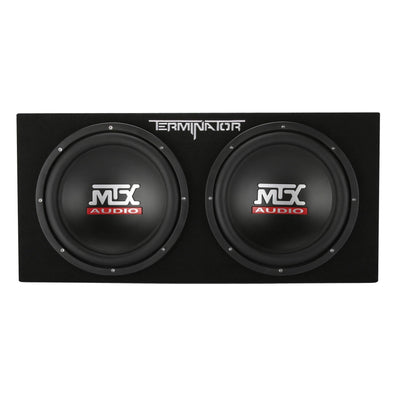 MTX TNE212D 12" 1200W Dual Loaded Car Subwoofers Box & Planet 2000W Amp with Kit