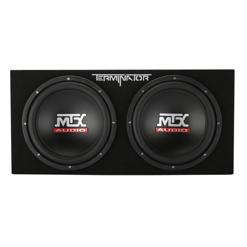 MTX TNE212D 12" 1200W Dual Loaded Car Subwoofers Box & Planet 2000W Amp with Kit