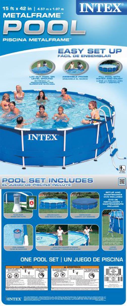 INTEX 15' x 42" Metal Frame Swimming Pool Set w/ 1000 GPH Filter Pump (Open Box)