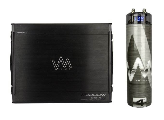 VM Audio SRA2200.1 2200W Mono AB Car Amplifier Power Amp + 4.5 Farad Capacitor