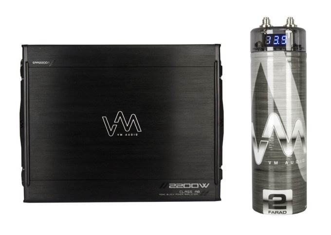 NEW VM Audio SRA2200.1 2200W Mono AB Car Amplifier Power Amp + 2 Farad Capacitor