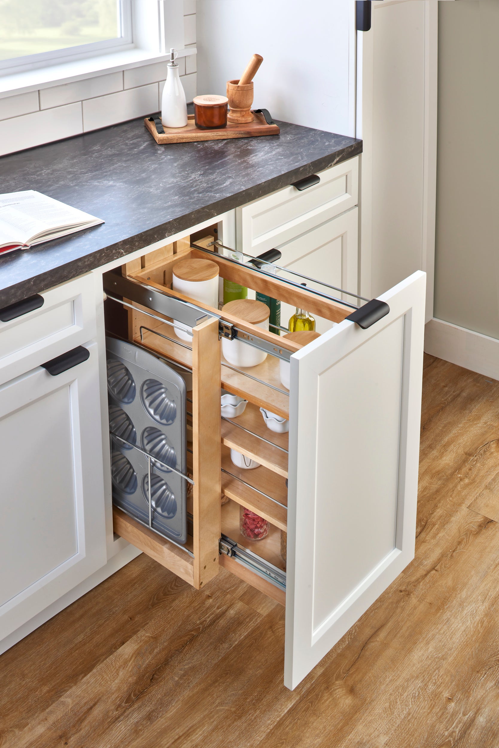 Rev-A-Shelf 8.75'' Pullout Kitchen Cabinet Organizer Soft-close, 448-BCSC-8C - VMInnovations