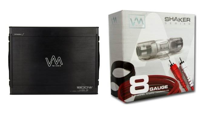 VM Audio SRA1800.2 1800W 2 Channel Car Amplifier Power Amp + 8 Gauge Wiring Kit