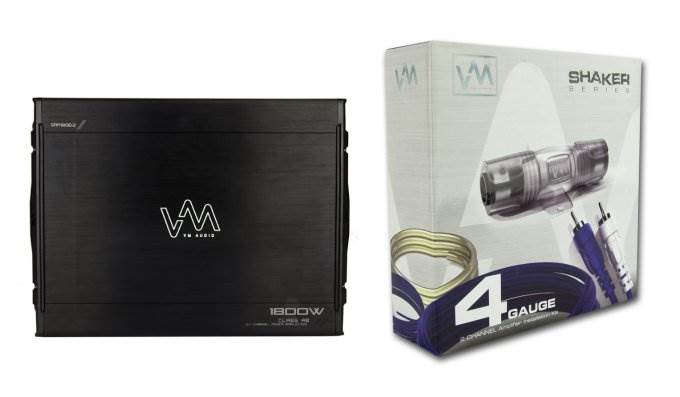 VM Audio SRA1800.2 1800W 2 Channel Car Amplifier + 4 Gauge Wiring Kit (Blue)