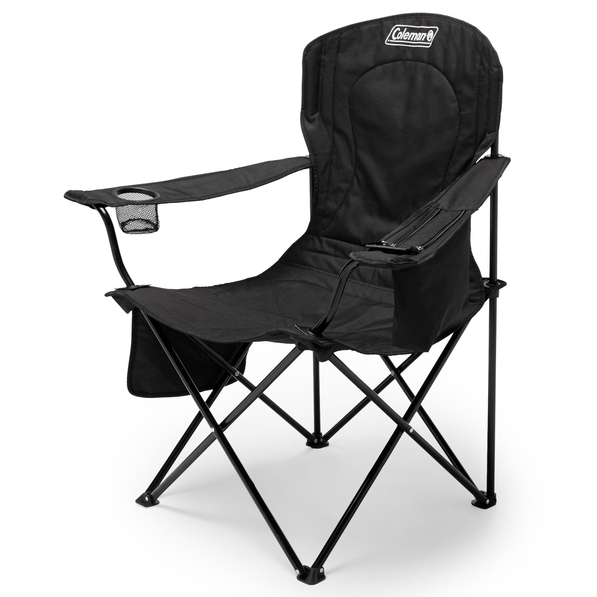 Coleman Cooler Quad Chair + Built-In Cooler and Cup Holder, Black | 2000020267