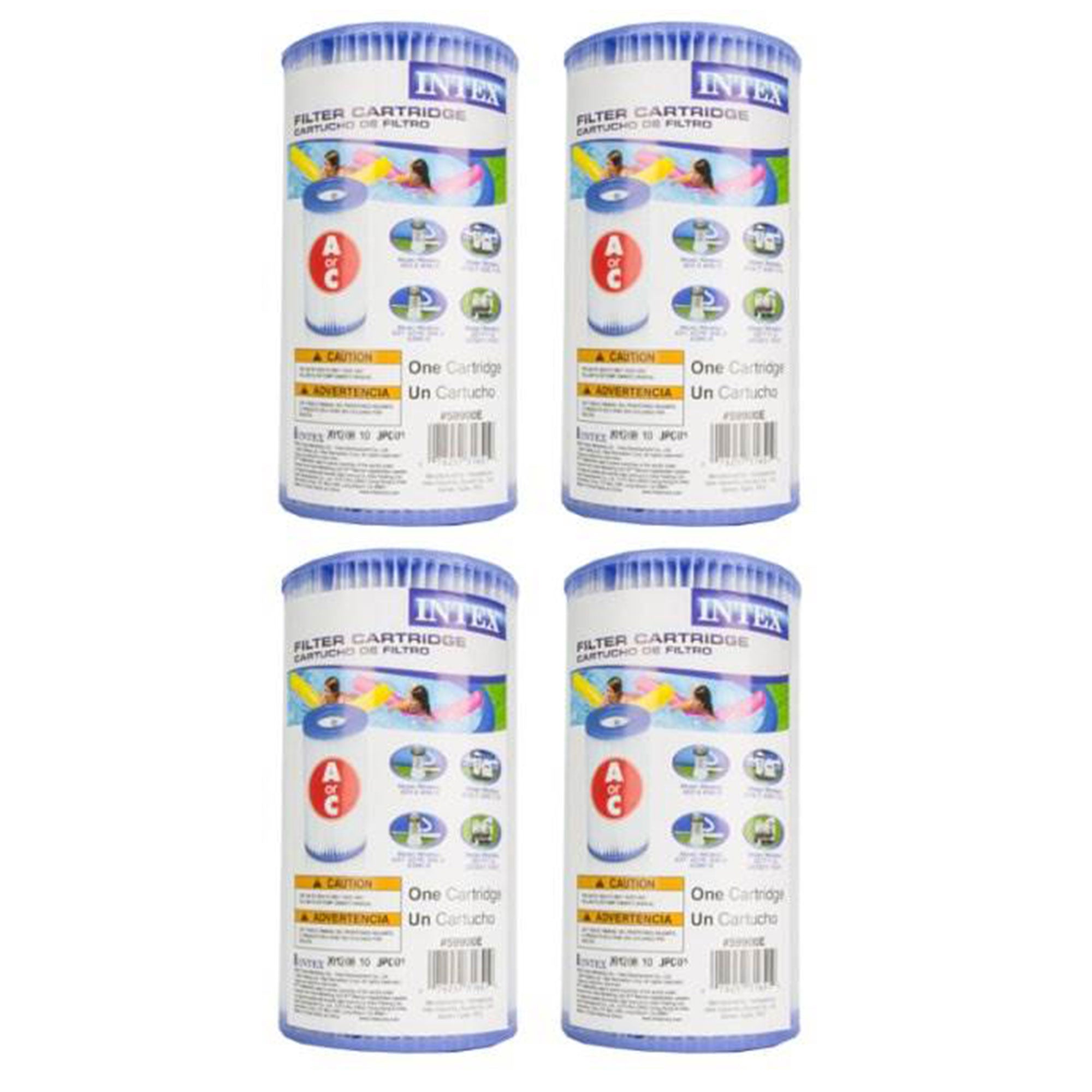 Intex Type A Easy Set Above Ground Pool Replacement Filter Cartridge, (4 Pack) - VMInnovations