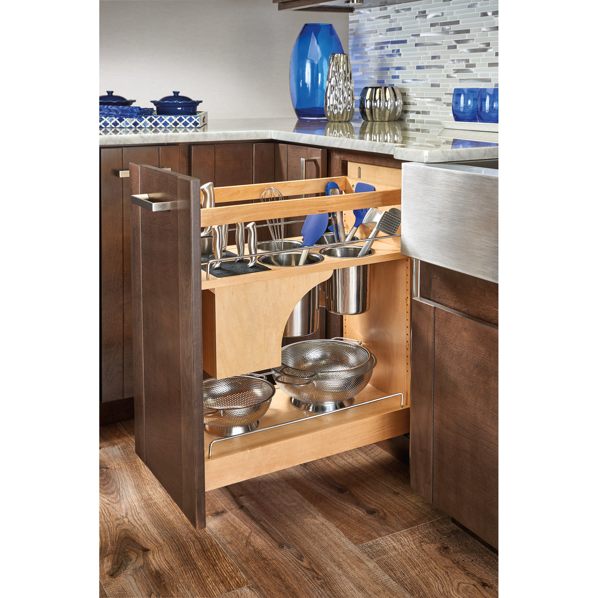 Rev-A-Shelf 448KB-BCSC-11C 11" Pullout Cabinet Organizer w/Universal Knife Block