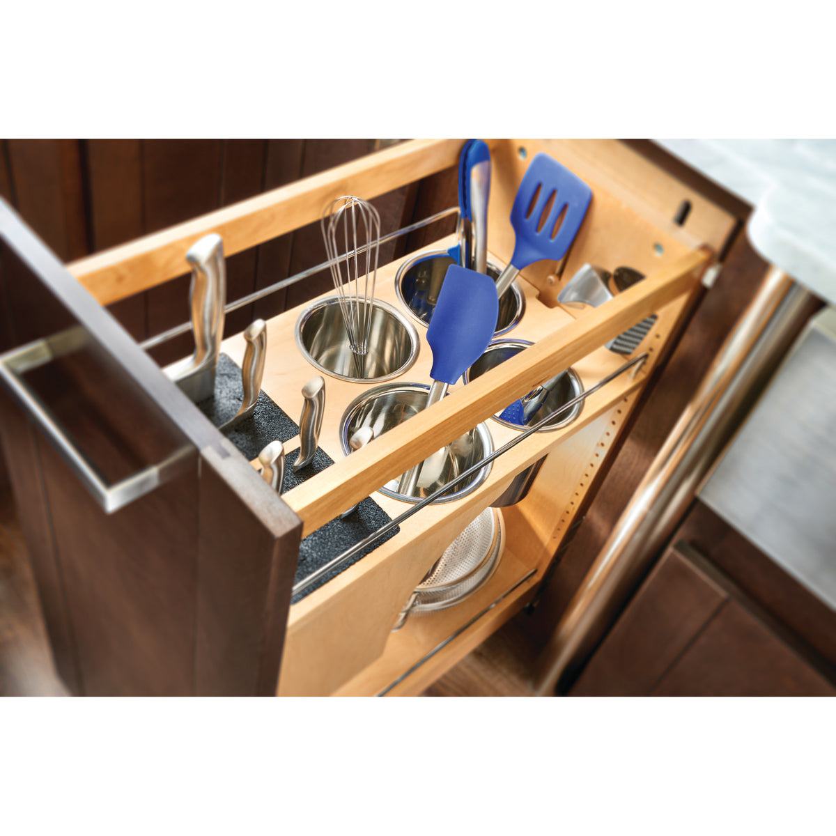 Rev-A-Shelf 448KB-BCSC-11C 11" Pullout Cabinet Organizer w/Universal Knife Block