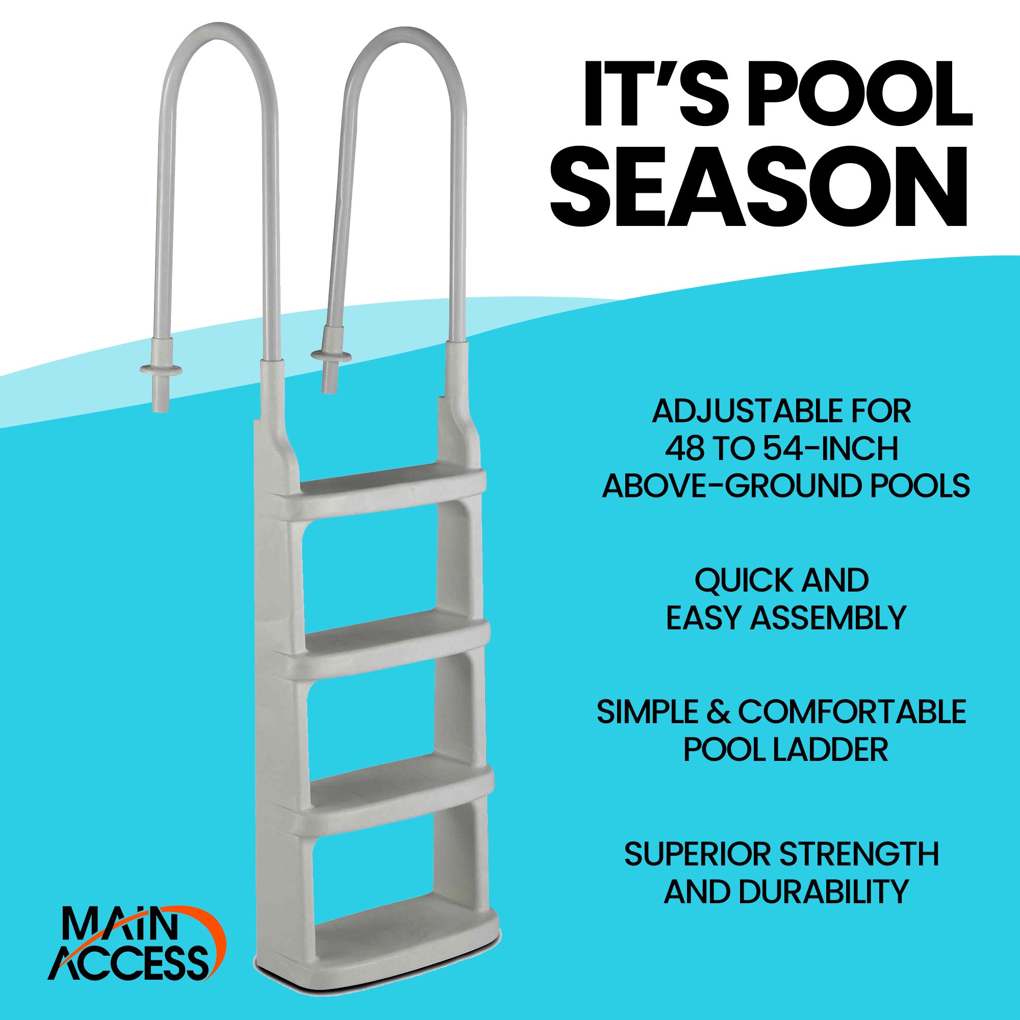 Main Access Easy Incline Above Ground In-Pool Swimming Pool Ladder (Open Box) - VMInnovations