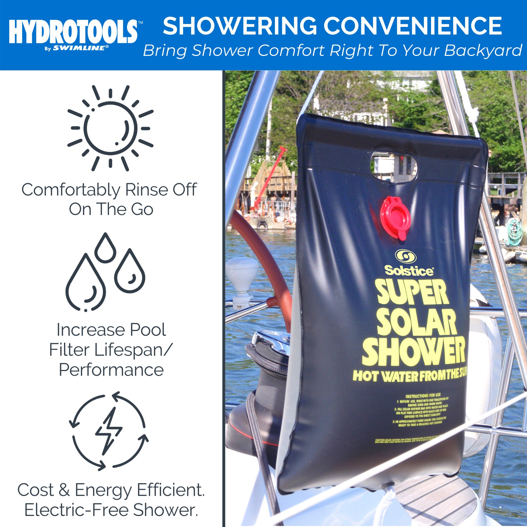 Swimline 3.75 Gallon Super Solar Sun Backpacking Camping Outdoor Shower Bag - VMInnovations