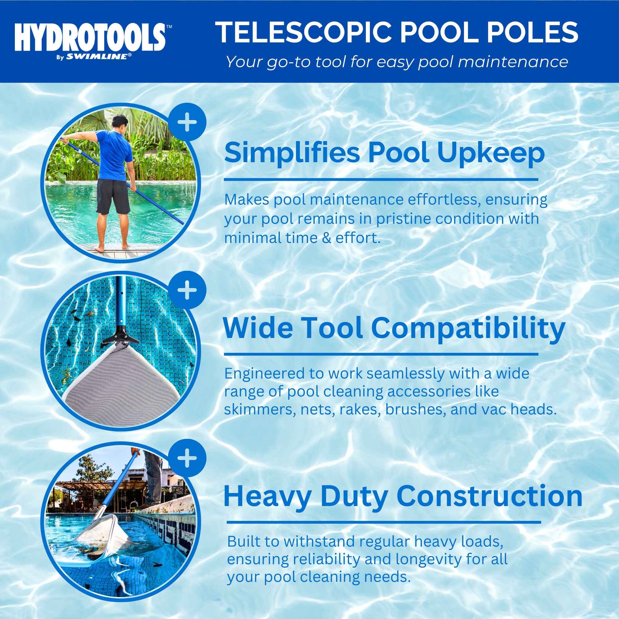 Swimline 8356M Swimming Pool 7 ft. to 21 ft. Telescopic 3-Piece Pool Vacuum Pole (For Parts)