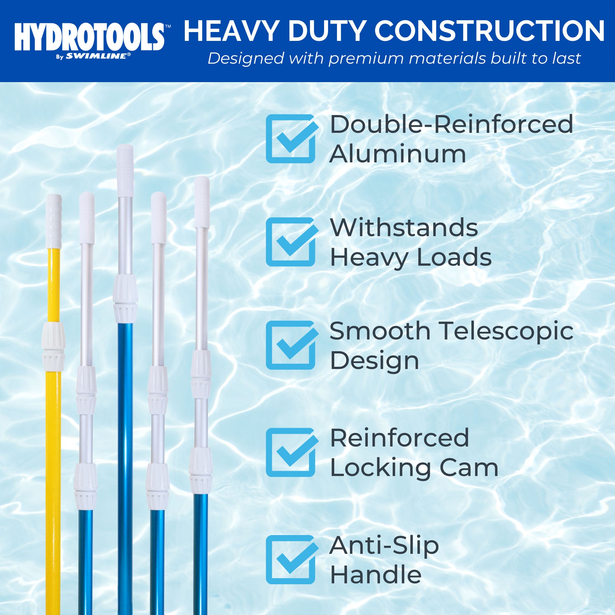 Swimline HydroTools Universal 3 Piece 7 to 21 Feet Telescopic Pool Pole (Used)