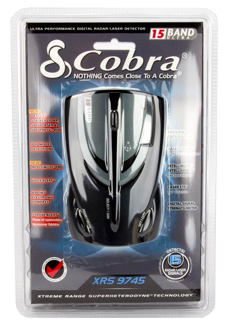 COBRA XRS-9745 15 Band Digital Laser Radar Detector w/Text Display - Open Box