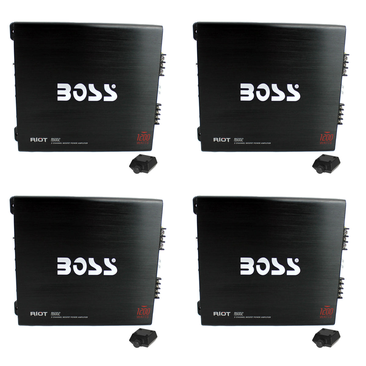 BOSS Audio R6002 1200W 2-Channel MOSFET Car Audio Amplifier Amp+Remote (4 Pack)
