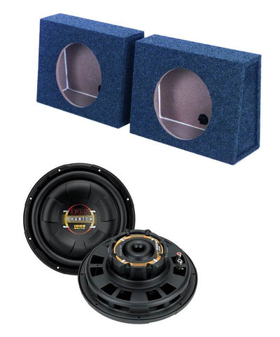 2) BOSS D12F 12" 2000W Car Audio Shallow/Slim Mount Subwoofers + 2) Sub Boxes