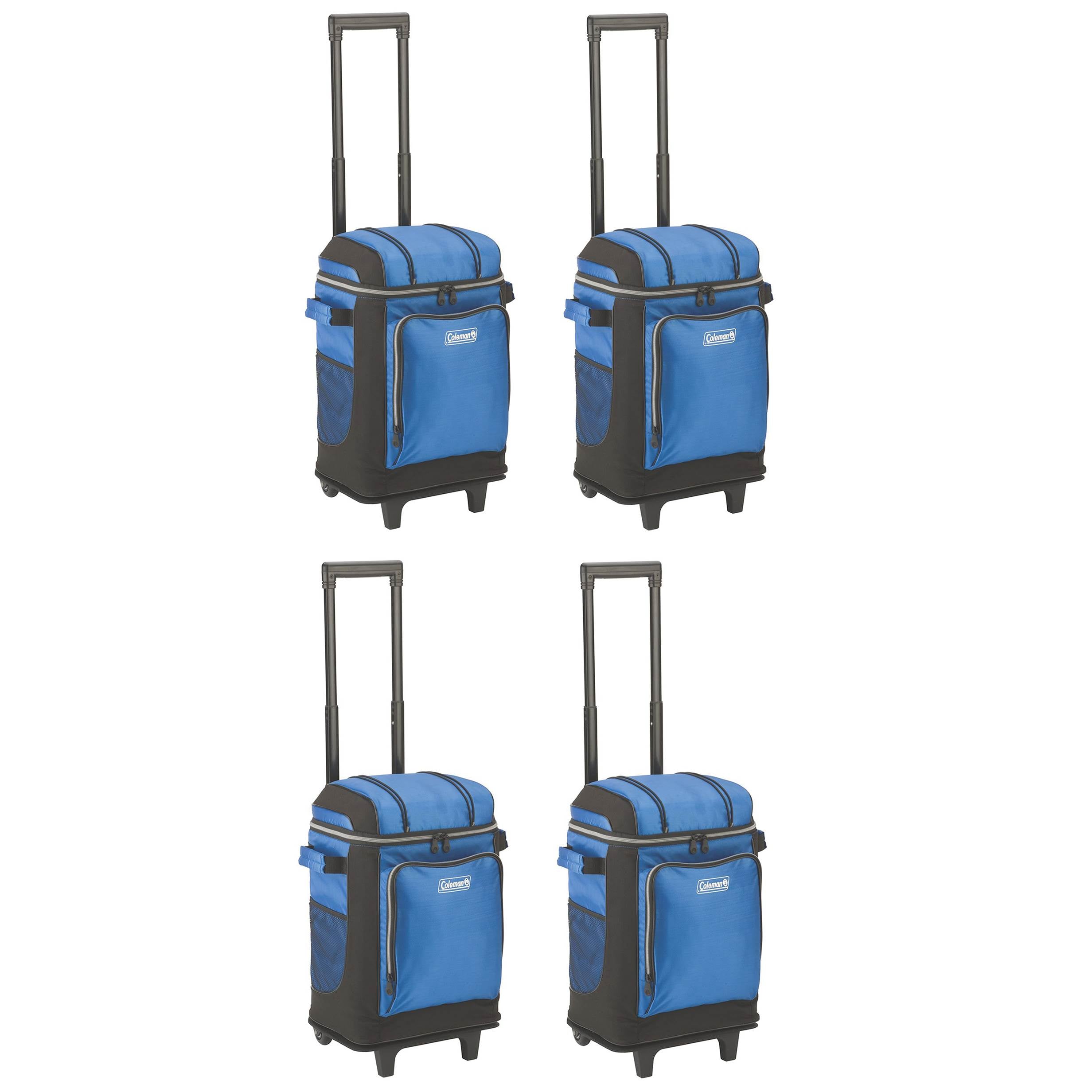 Coleman 42 Can Wheeled Soft-Sided Cooler with Telescoping Handle, Blue (4 Pack)