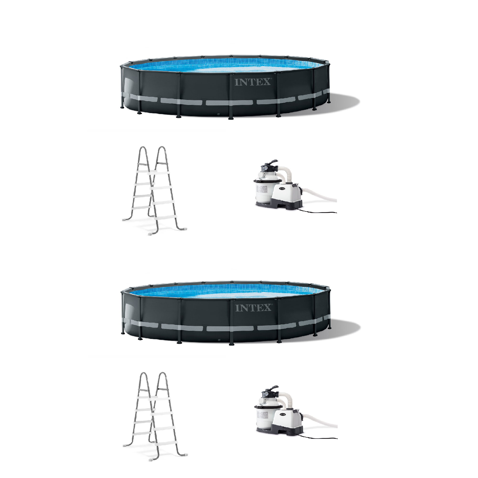 Intex 16ft x 48in Ultra XTR Round Frame Above Ground Pool Set w/ Pump (2 Pack) - VMInnovations