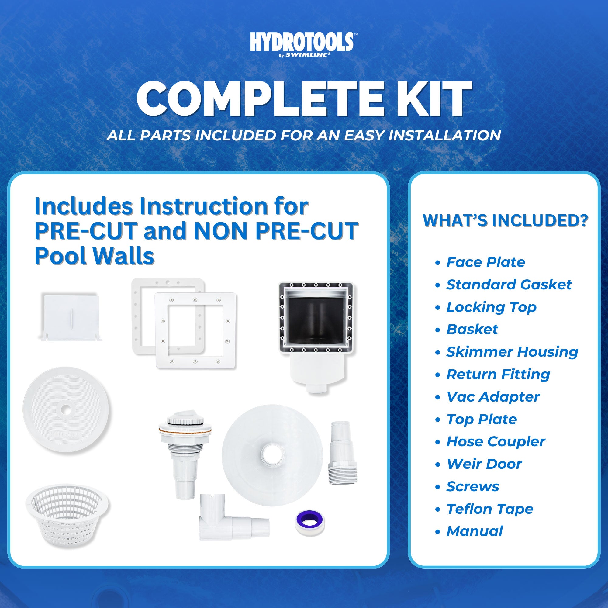Hydro Tools Above Ground Pool Complete Standard ABS Thru-Wall Skimmer (Open Box) - VMInnovations