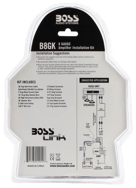 Boss B8GK 8 Gauge Car Amplifier Kit Wiring Installation+RCA -Missing Fuse Holder