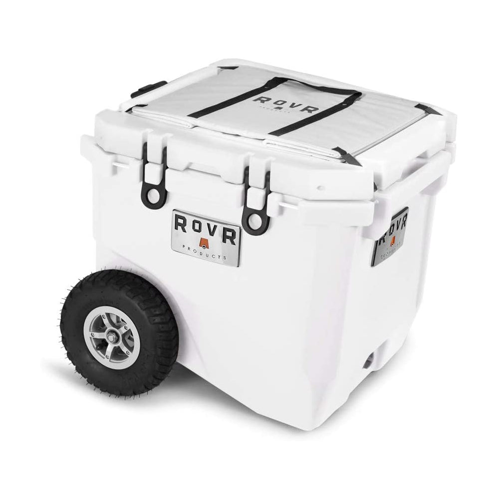 RovR RollR Portable Rolling Insulated Cooler w/ Wheels 45 Quart White (Open Box)