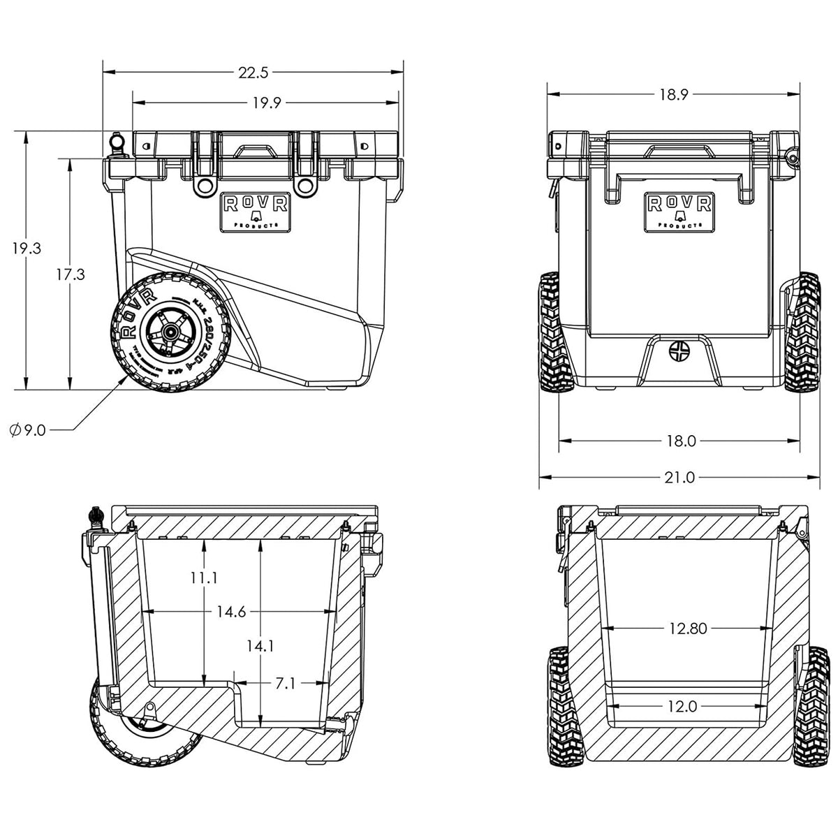 RovR RollR Portable Rolling Insulated Cooler w/ Wheels 45 Quart White (Open Box)