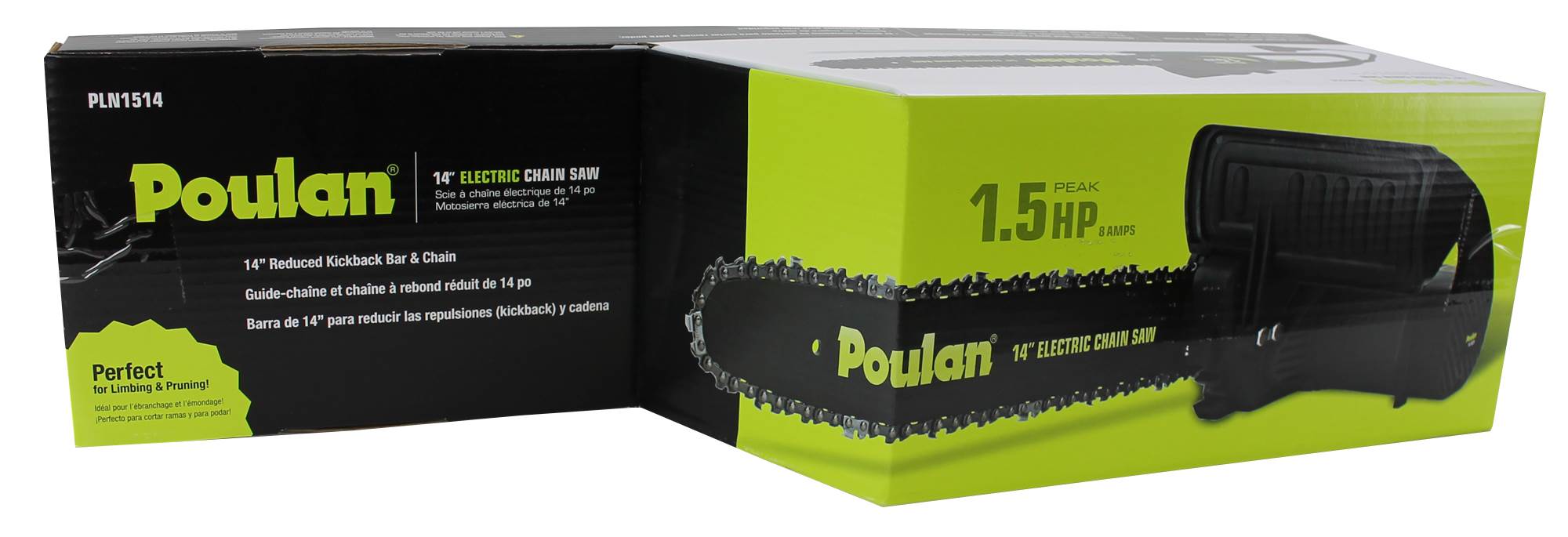 Poulan PLN1514 14" Bar 1.5hp Corded Electric Chain Saw Tree Chainsaw - Used
