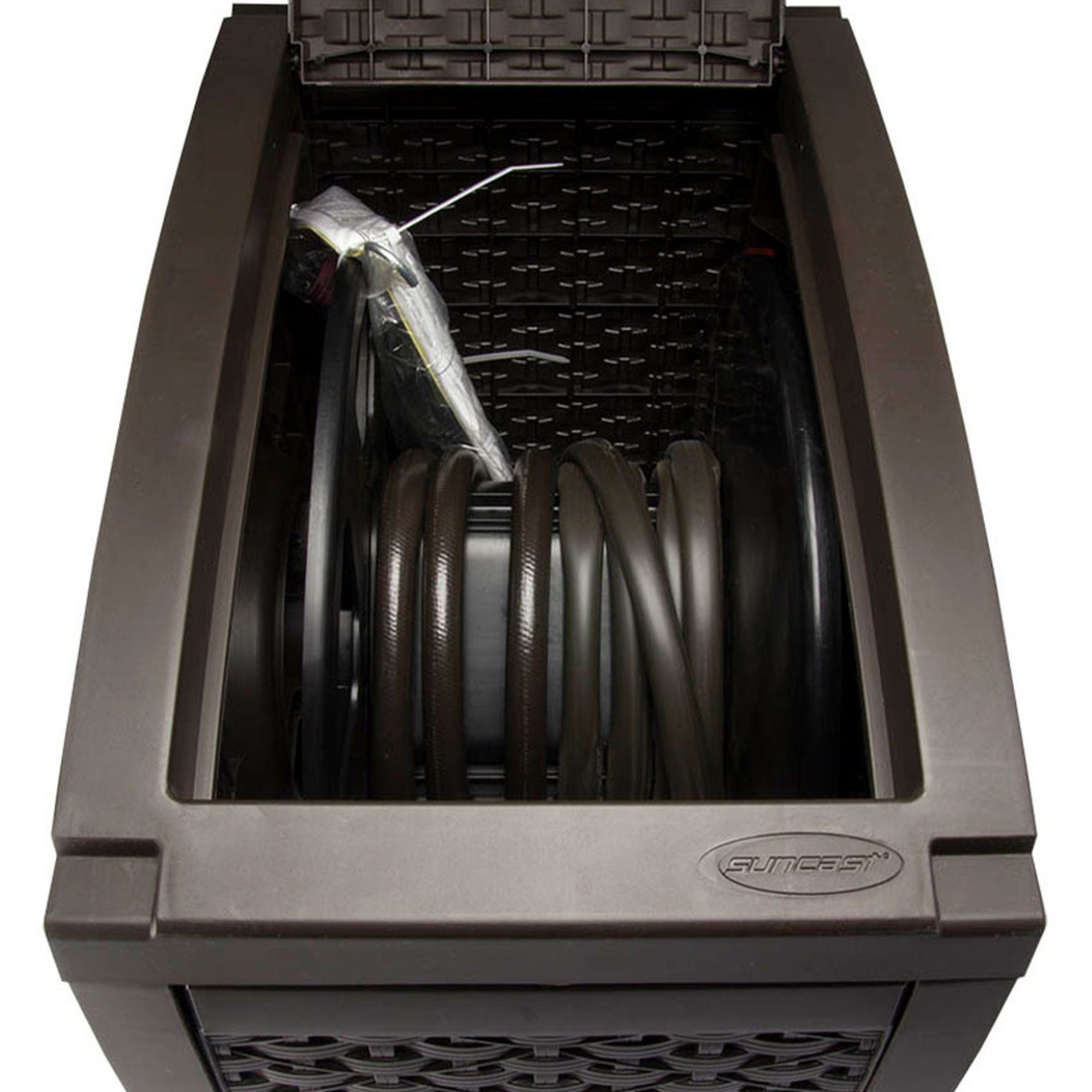 Suncast 125 Ft Garden Yard Hose Wicker Reel Touch and Go - Mocha (Open Box)