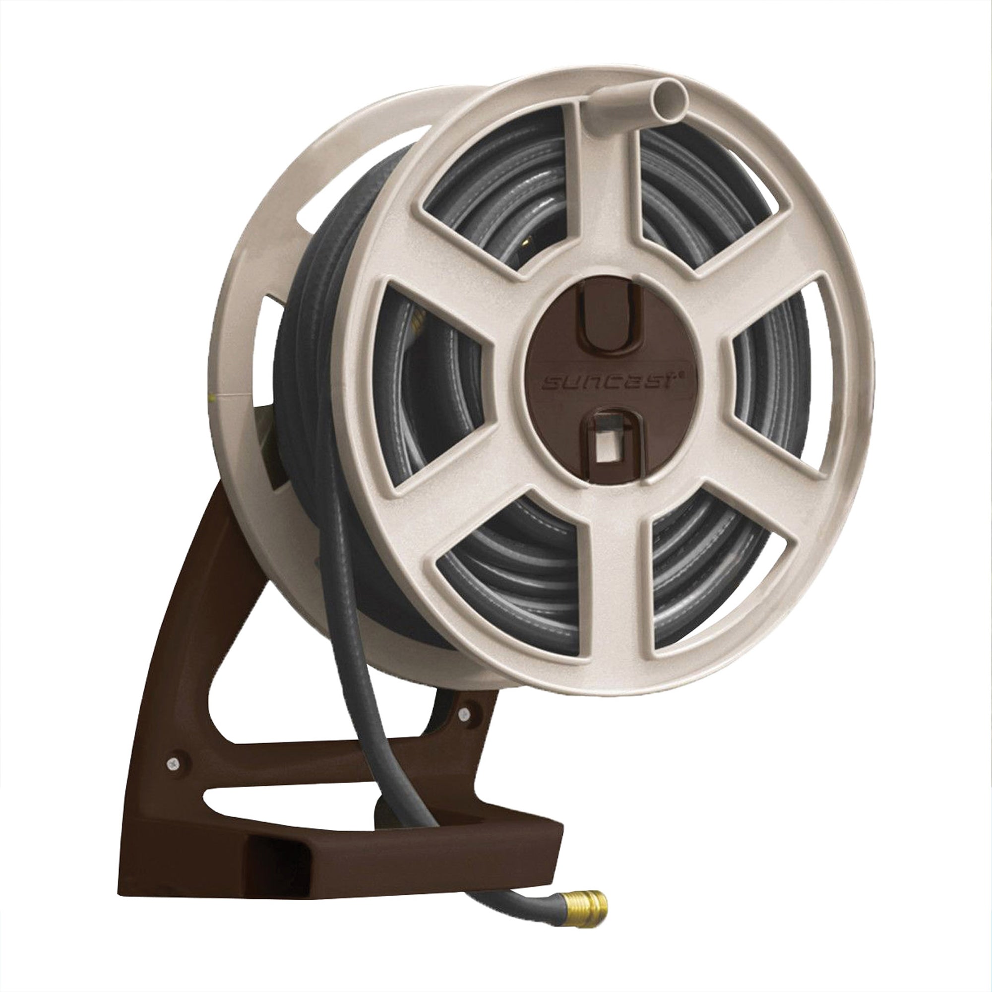 Suncast SWA100 100' Wall Mount Garden Yard Hose Reel Side Winder, Taupe (Used)