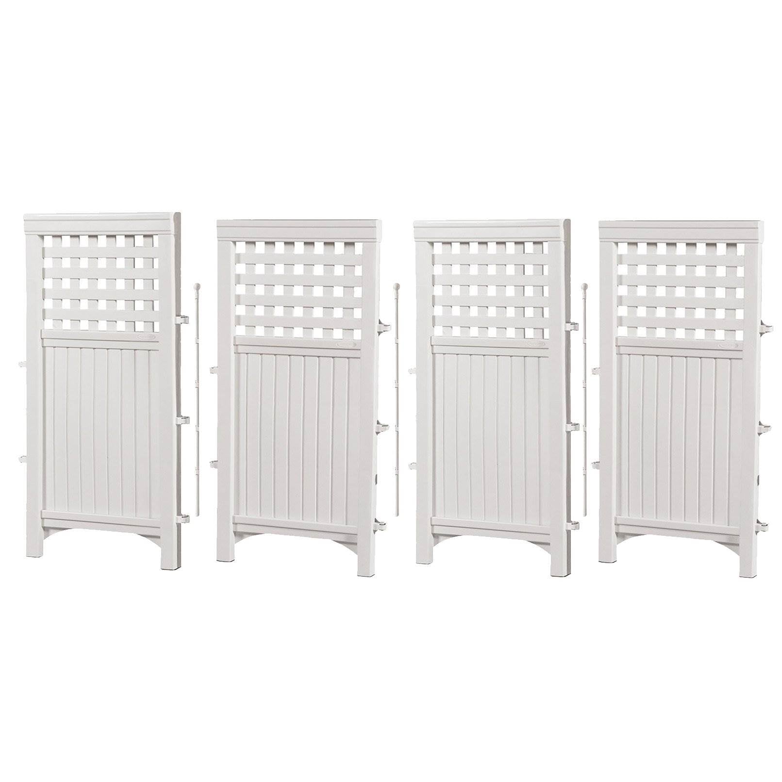 Suncast Outdoor Garden Yard 4 Panel Screen Enclosure Gated Fence, White (3 Pack) - VMInnovations