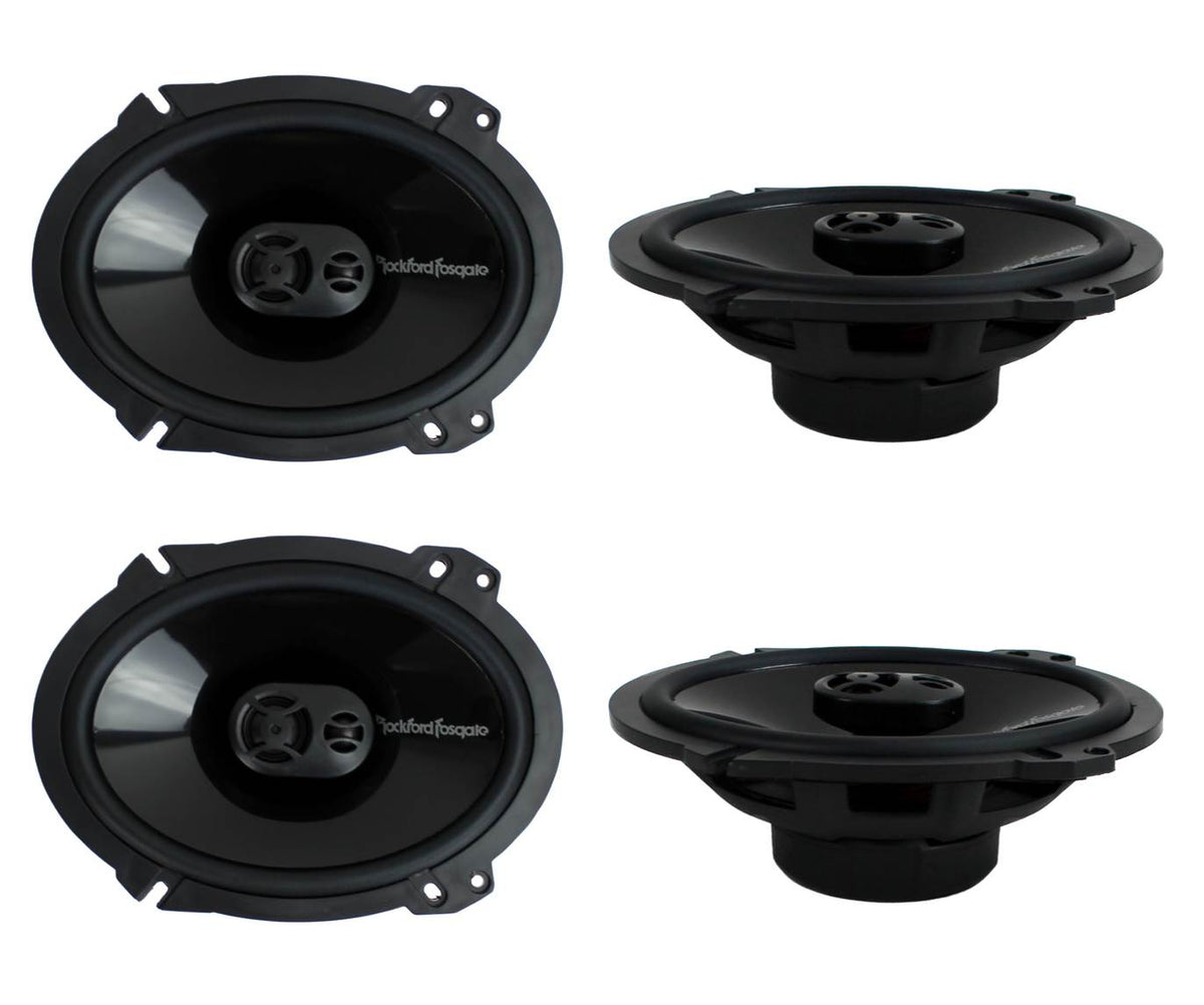 Rockford Fosgate P1683 6x8" 260W 4-Ohm 3-Way Car Coaxial Speakers Audio, 4 Pack