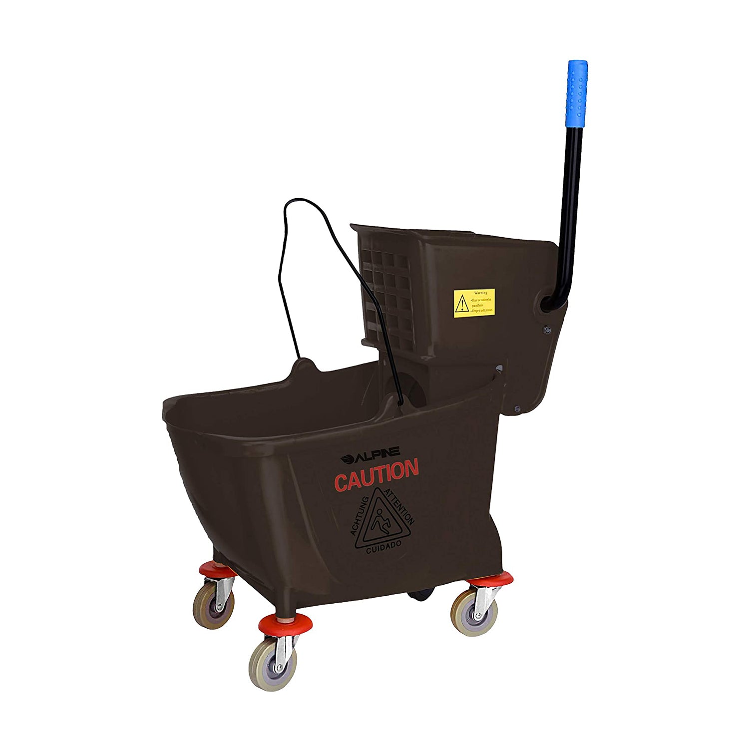 Alpine Industries 36 Quart Mop Bucket w/ Side Wringer & Wheels, Brown (Open Box)