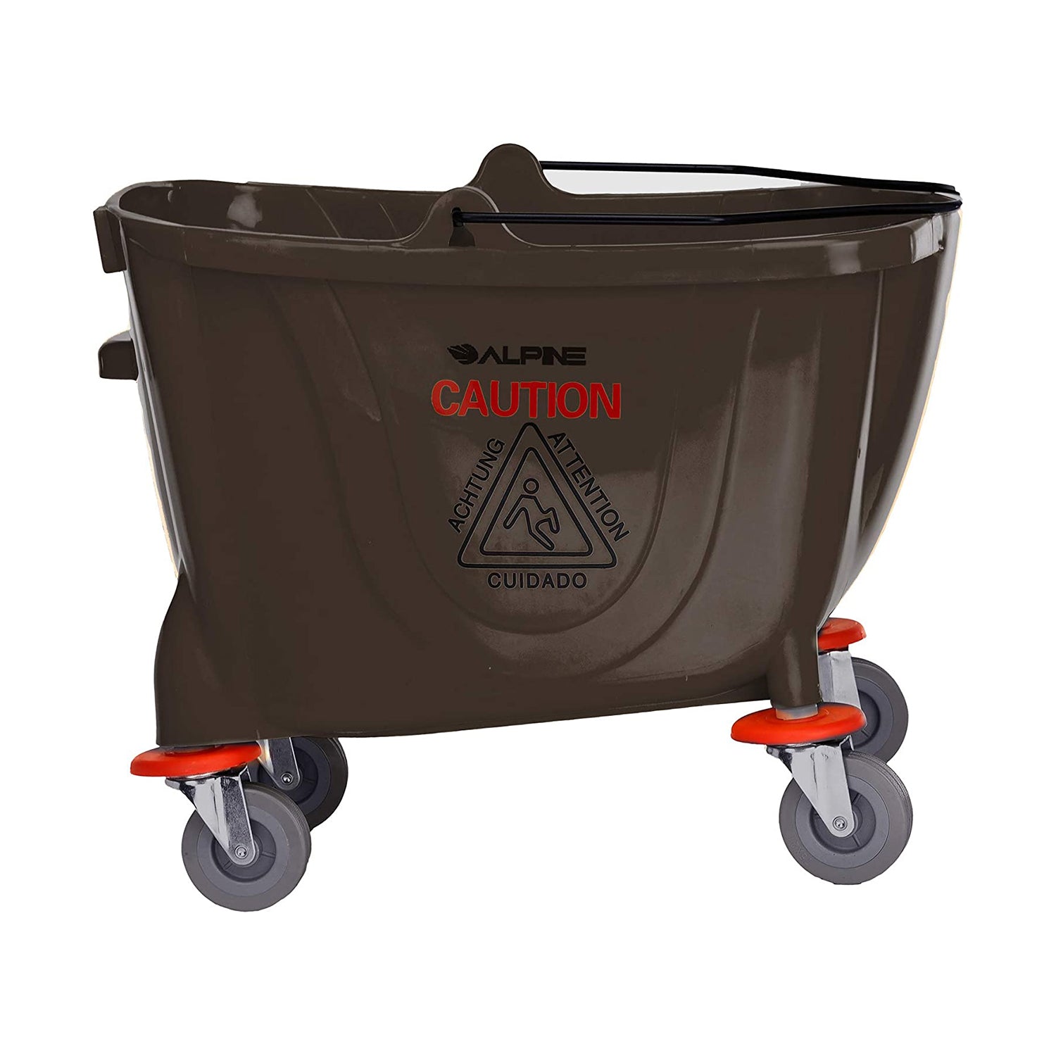 Alpine Industries 36 Quart Mop Bucket w/ Side Wringer & Wheels, Brown (Open Box)