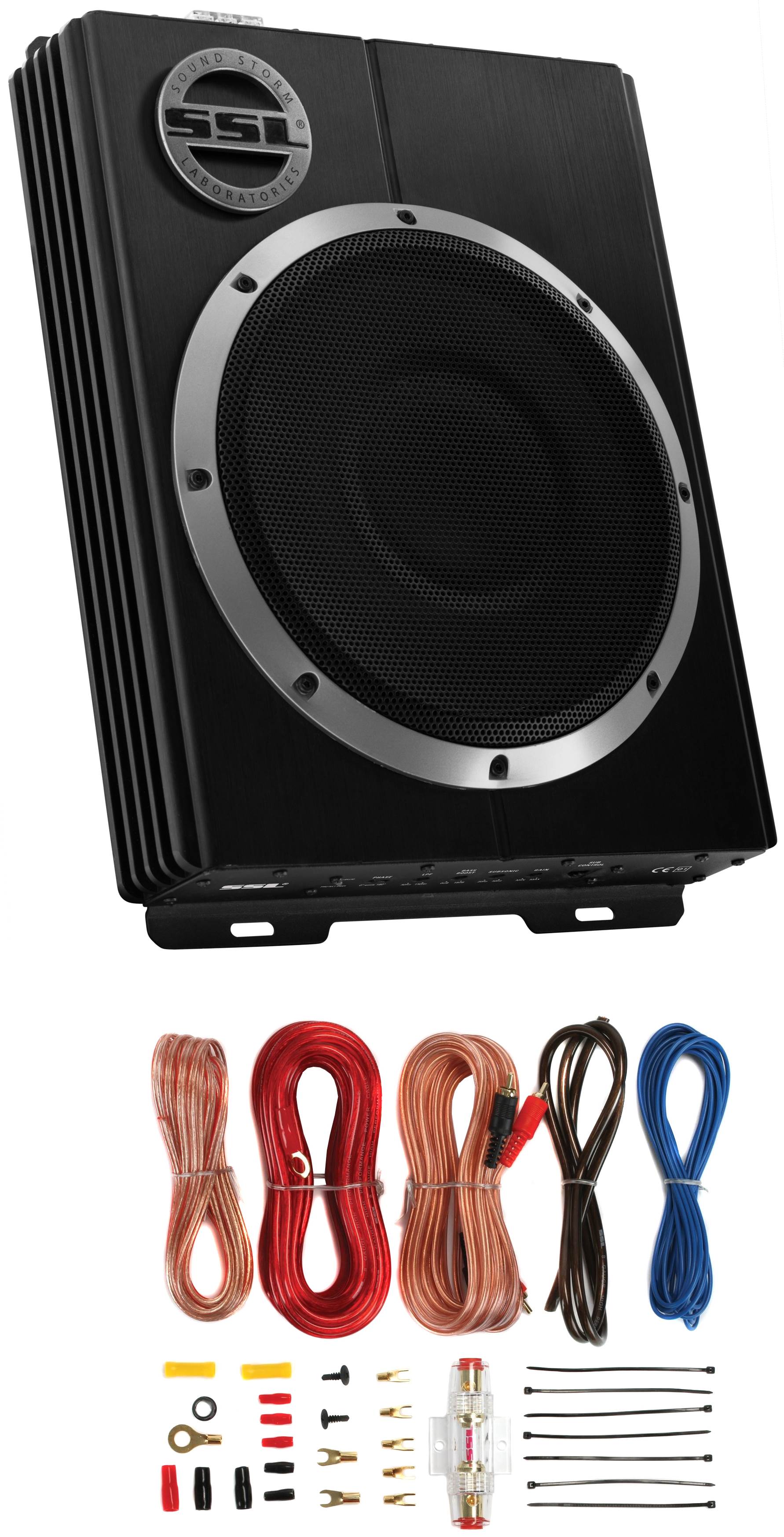 SOUNDSTORM LOPRO8 8" 600W UnderSeat Car Audio Subwoofer Powered Sub+8Ga Amp Kit