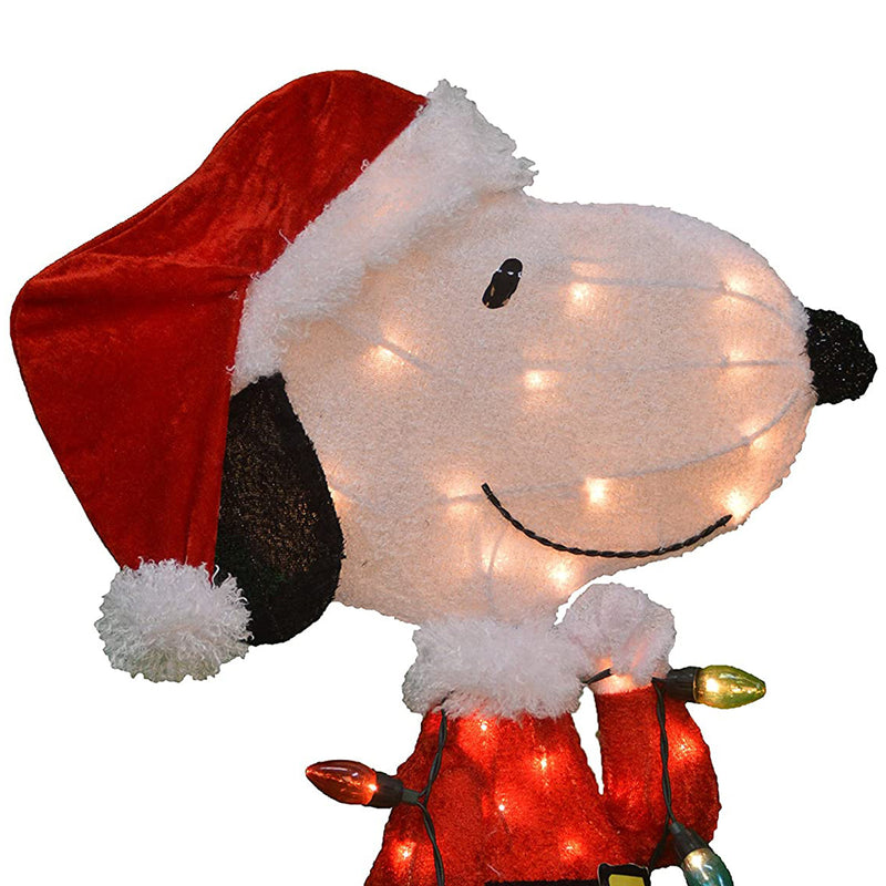 ProductWorks Peanuts 24 In Snoopy and 18 In Woodstock Christmas Yard Decorations